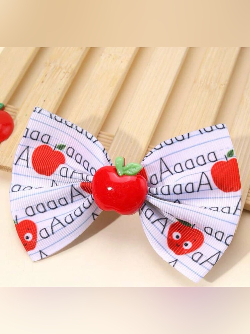Apple Accent Kids Hair Bow Clip